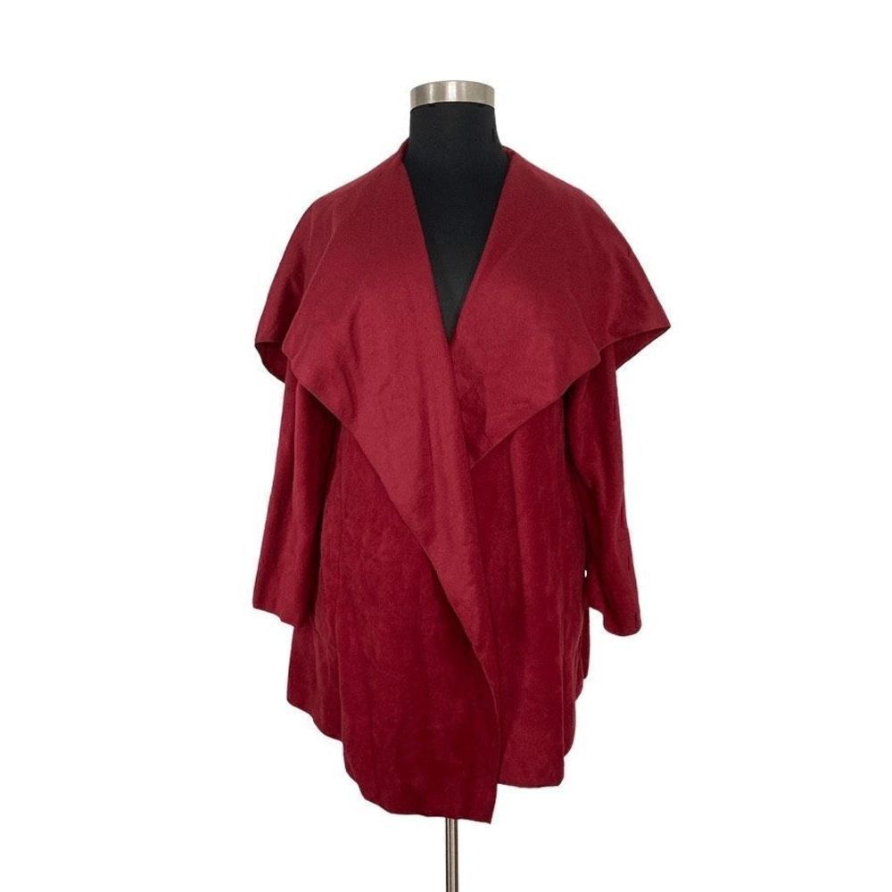 Ruiz by Yolanda Size L Red Fleece Jacket Shawl Collar Y2K Artsy Fits XL 1X 2X